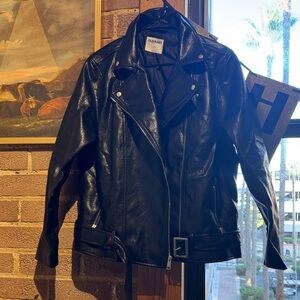 Old Navy Shiny Black Leather Jacket